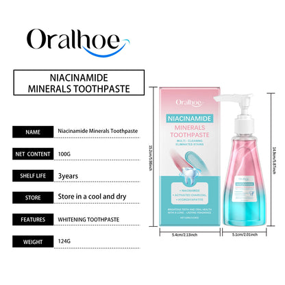 Achieve a radiant smile with Oralhoe 100 Niacinamide Whitening Toothpaste high-concentration formula brightens teeth, cleans deeply, freshens breath, and bleaches stains effectively. This adult toothpaste delivers professional-level.