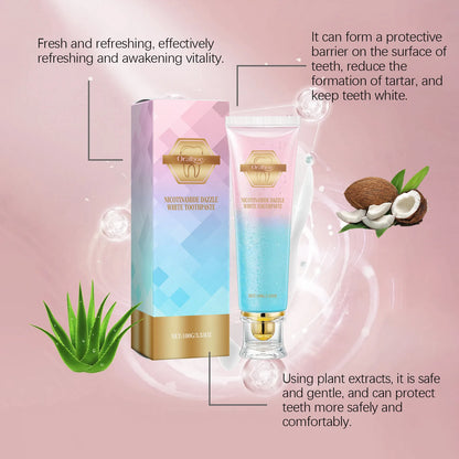 Achieve a radiant smile with Oralhoe 100 Niacinamide Whitening Toothpaste high-concentration formula brightens teeth, cleans deeply, freshens breath, and bleaches stains effectively. This adult toothpaste delivers professional-level.