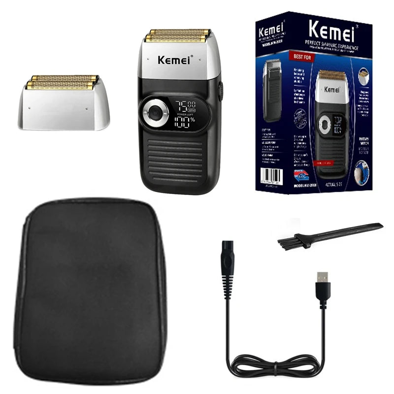 Score a flawless bald look instantly with the Original Kemei Rechargeable Pro Metal Shaver – electric head/beard razor with stainless steel blades for men. CE-certified precision from NovaZip grooming essentials.