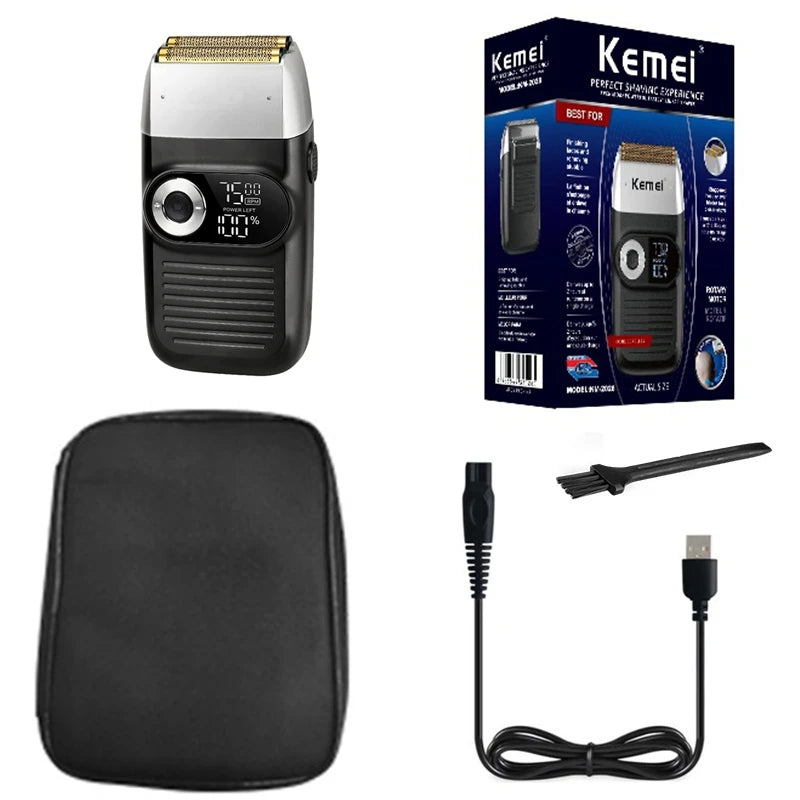 Score a flawless bald look instantly with the Original Kemei Rechargeable Pro Metal Shaver – electric head/beard razor with stainless steel blades for men. CE-certified precision from NovaZip grooming essentials.