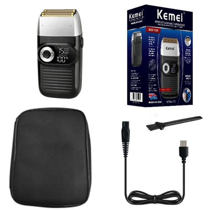 Score a flawless bald look instantly with the Original Kemei Rechargeable Pro Metal Shaver – electric head/beard razor with stainless steel blades for men. CE-certified precision from NovaZip grooming essentials.