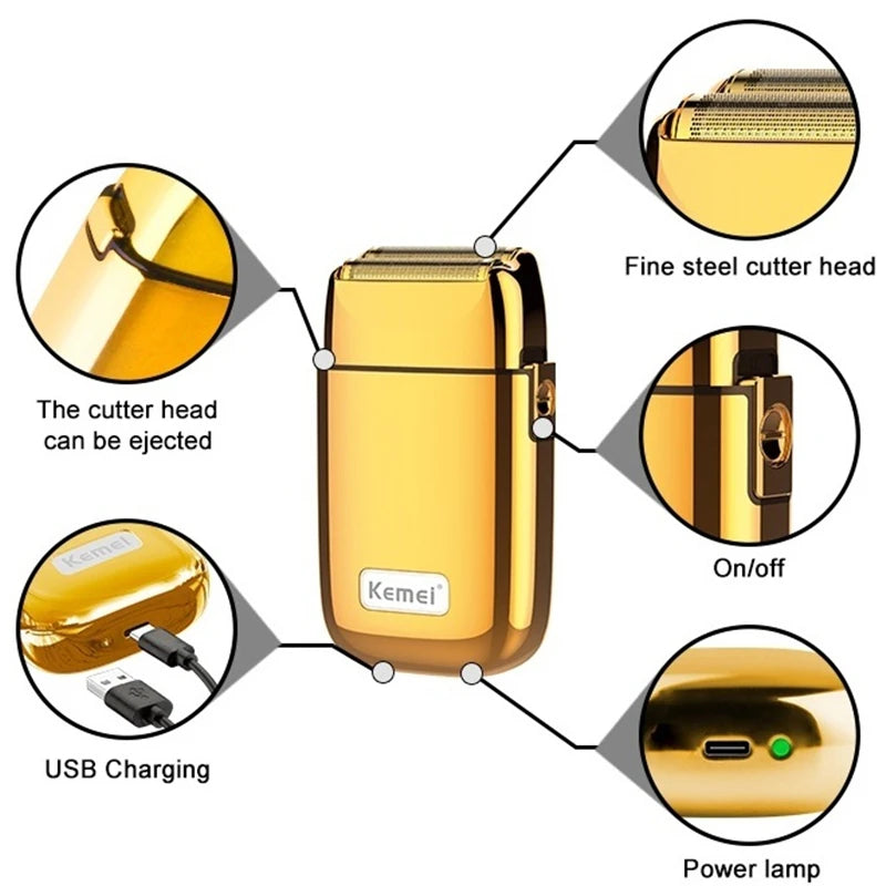 Score a flawless bald look instantly with the Original Kemei Rechargeable Pro Metal Shaver – electric head/beard razor with stainless steel blades for men. CE-certified precision from NovaZip grooming essentials.