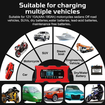 Revive Your Car Battery with 12V 10A Pulse Repair Charger!