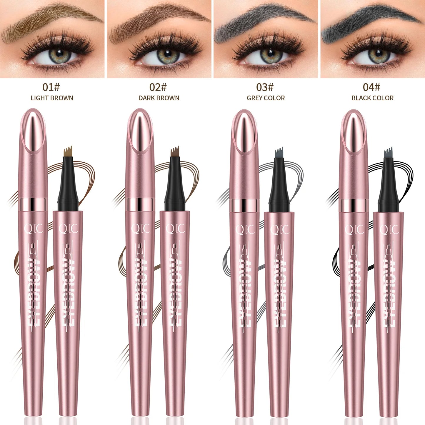 4-Tip Waterproof Eyebrow Pen – Natural Hair-Like Brows