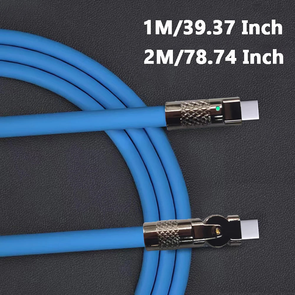 Charge smarter with the 1M/2M Silicone Rotating Type C Elbow USB-C to USB-C Super Fast GaN Cable – flexible, high-speed data transfer for durable connectivity.