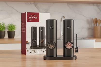 Elevate your cooking with the Manual Electric Salt & Pepper Grinder ceramic mechanism, large capacity, adjustable coarseness for precise seasoning. Battery-free design ensures reliable performance every time. Essential kitchen tool for chefs and home cook