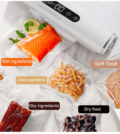 Preserve freshness like a pro with the New Vacuum Sealing Machine compact food sealer for kitchen products, meats, and plastic bags. This home appliance vacuums and seals instantly to lock in flavor and extend shelf life. Effortless storage for bulk buys.