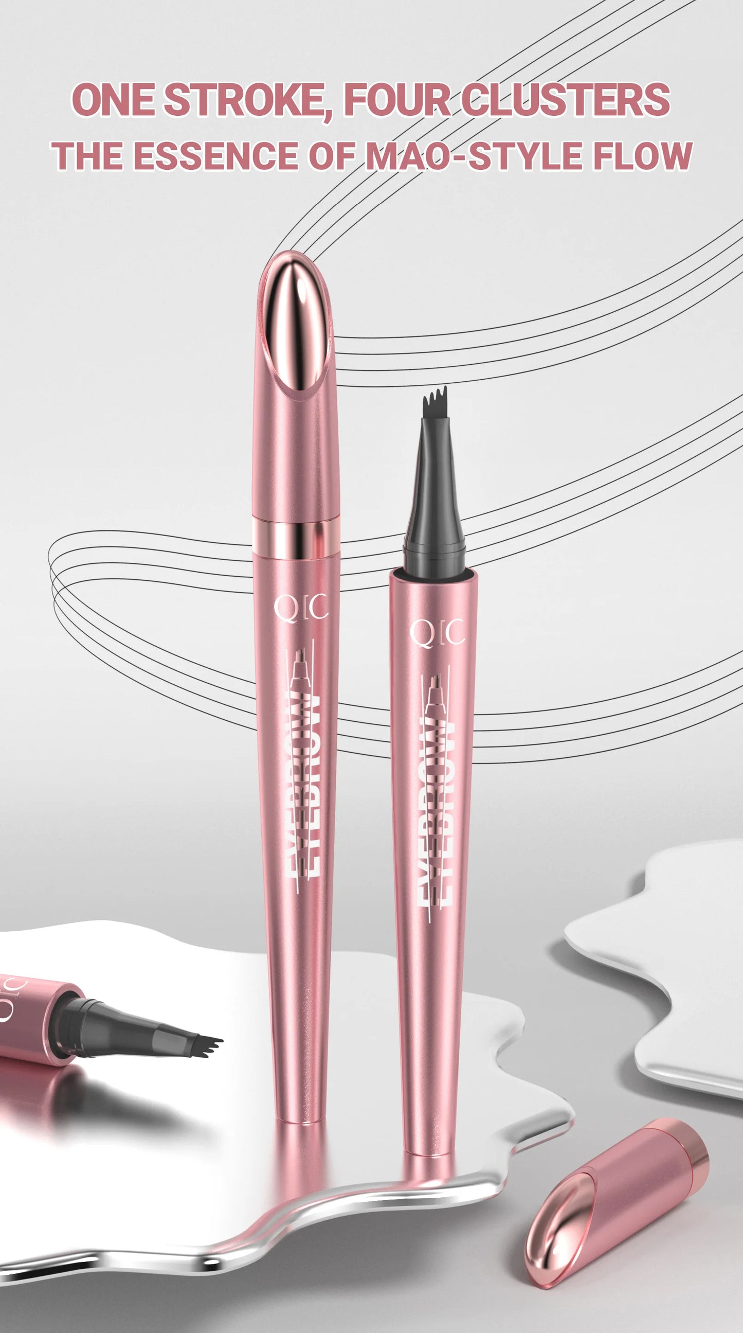 4-Tip Waterproof Eyebrow Pen – Natural Hair-Like Brows