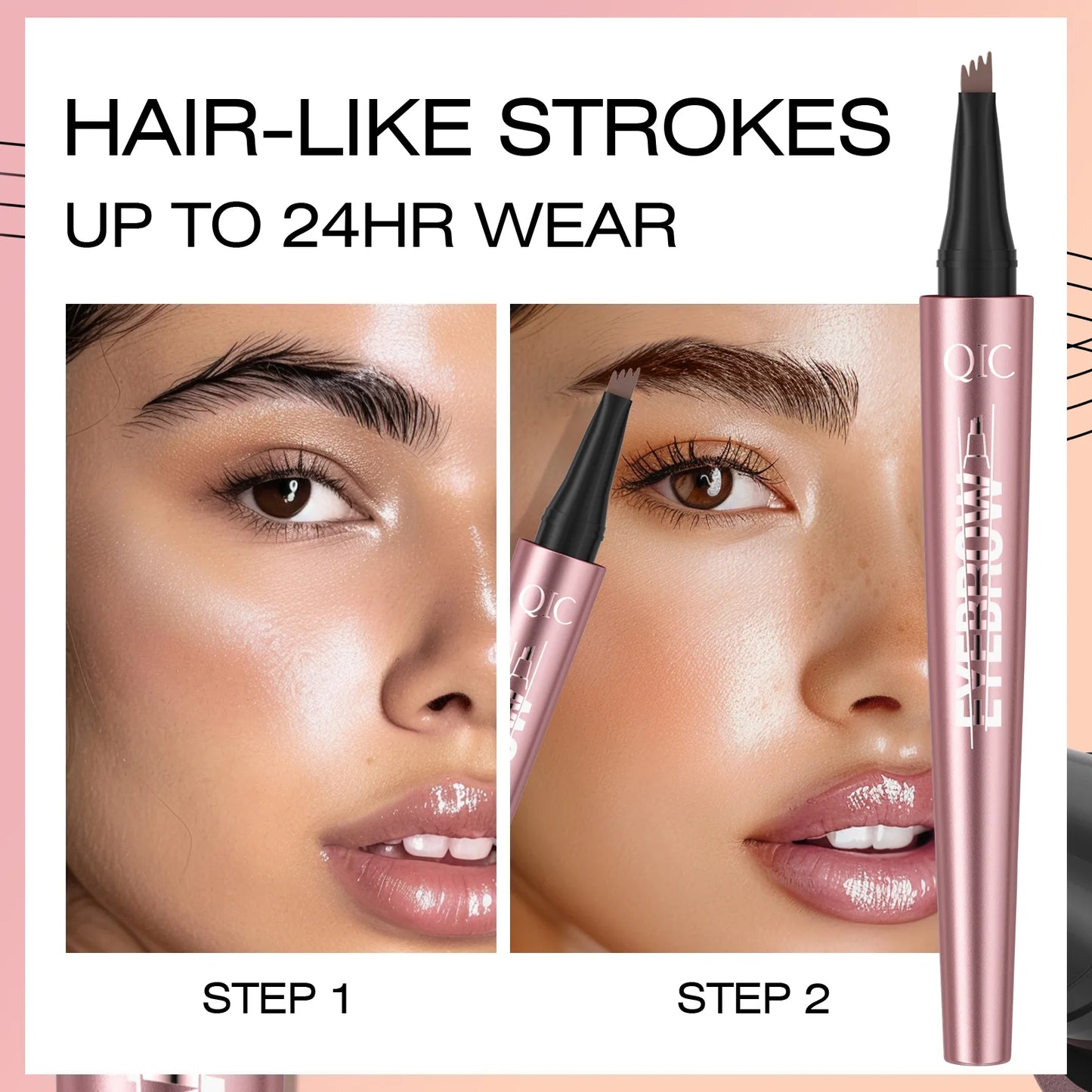 4-Tip Waterproof Eyebrow Pen – Natural Hair-Like Brows
