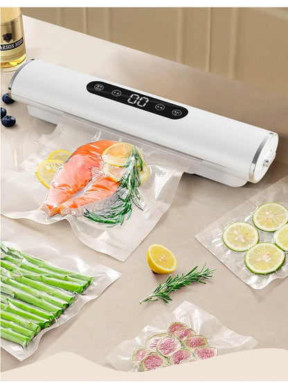 Preserve freshness like a pro with the New Vacuum Sealing Machine compact food sealer for kitchen products, meats, and plastic bags. This home appliance vacuums and seals instantly to lock in flavor and extend shelf life. Effortless storage for bulk buys.