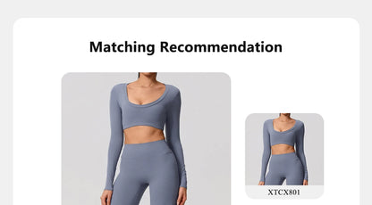 Elevate your workout style with the Hearursavy Sports Set 2 Pcs featuring a women's long sleeve backless top and straight leg wide leg pants, perfect for fitted fitness, yoga, or pilates.