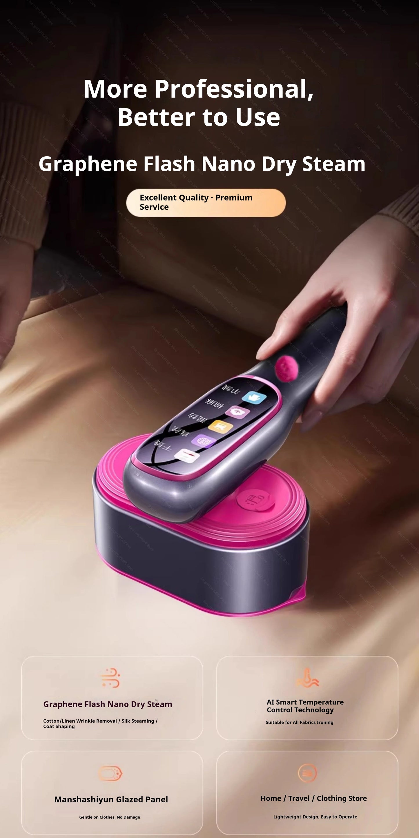 Say goodbye to ironing boards with the 2026 New Model Professional 1200W Garment Steamer – fast-heating portable powerhouse for wrinkle-free clothes on the go. ZHUYAN's RoHS/CE-certified iron from NovaZip keeps your wardrobe sharp effortlessly.