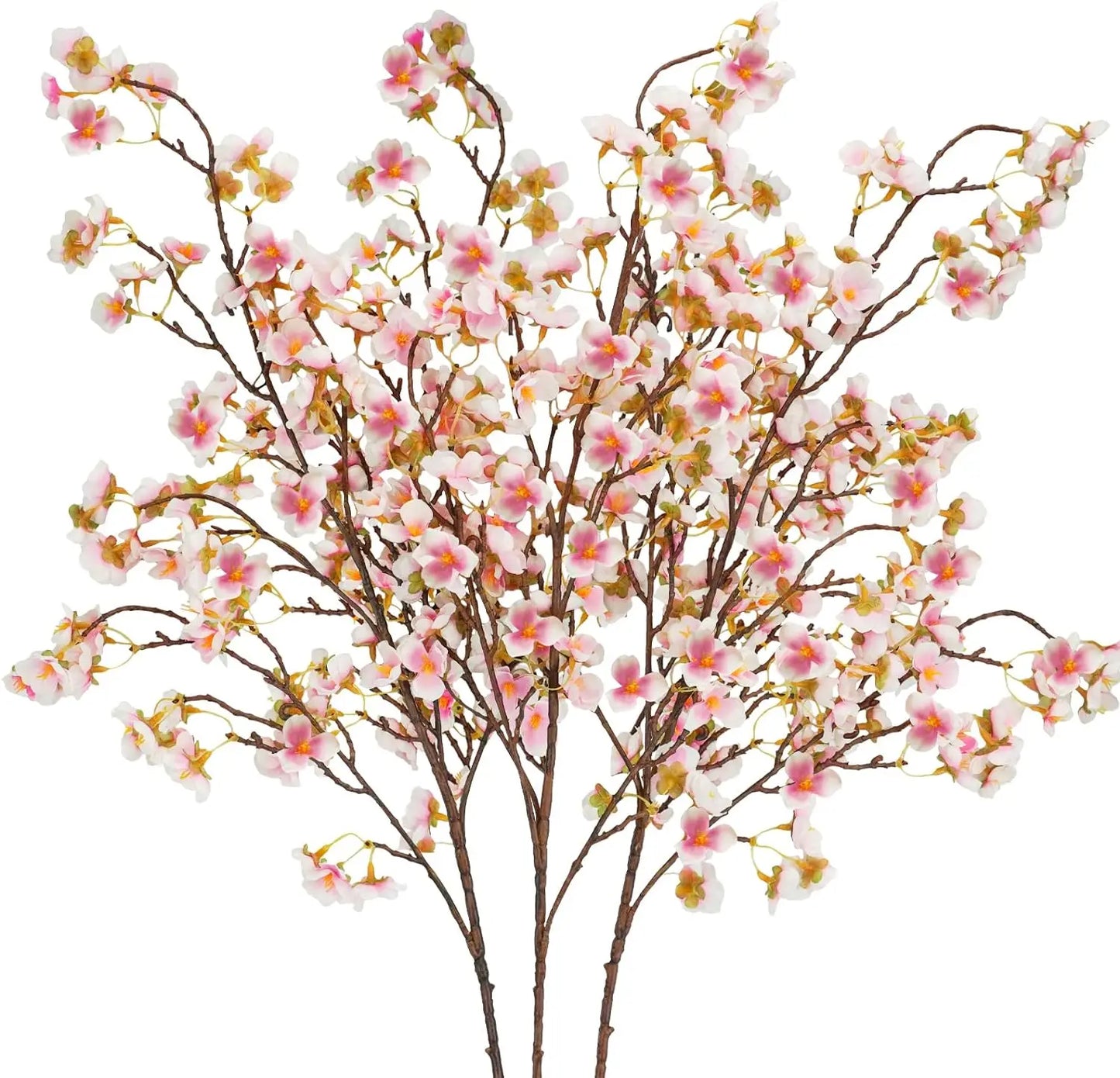 Infuse timeless serenity with these 40in Artificial Cherry Blossom Stems. Lifelike faux sakura branches bring ethereal Japanese elegance to weddings or homes.