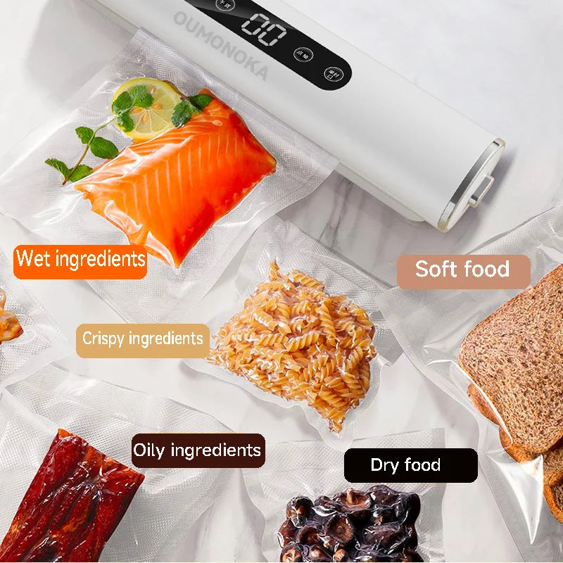 Preserve freshness like a pro with the New Vacuum Sealing Machine compact food sealer for kitchen products, meats, and plastic bags. This home appliance vacuums and seals instantly to lock in flavor and extend shelf life. Effortless storage for bulk buys.