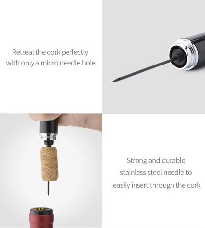 Wine lovers seeking a mess-free alternative to traditional corkscrews great for travel, camping, or home bars.Its lightweight (45g) palm-sized build (20x2cm) fits pockets easily, unlike bulky electric models.