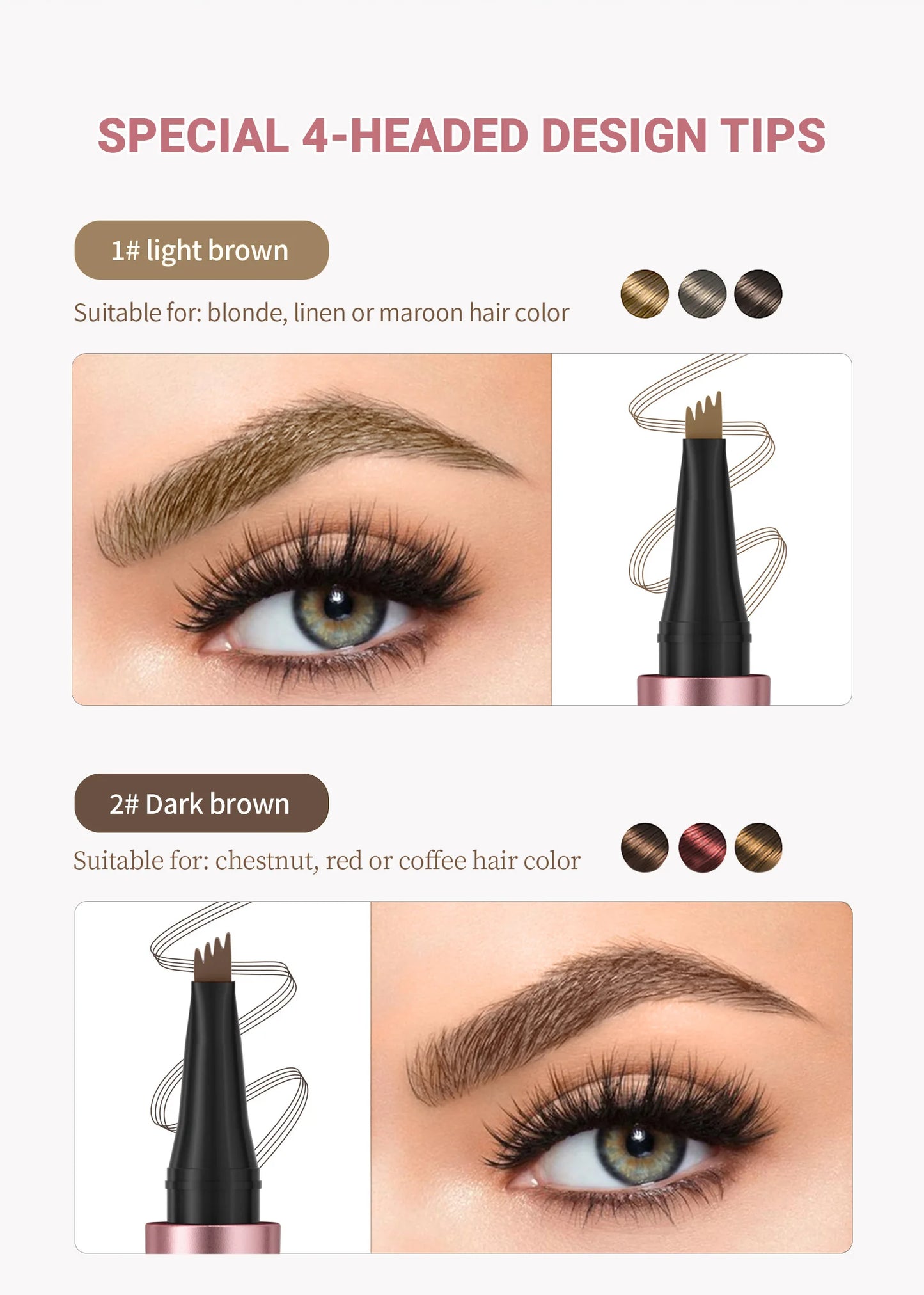 4-Tip Waterproof Eyebrow Pen – Natural Hair-Like Brows
