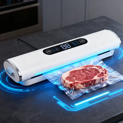 Preserve freshness like a pro with the New Vacuum Sealing Machine compact food sealer for kitchen products, meats, and plastic bags. This home appliance vacuums and seals instantly to lock in flavor and extend shelf life. Effortless storage for bulk buys.