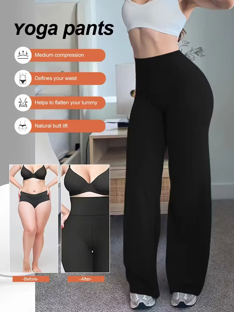 Elevate your wardrobe with these Women's Spring & Summer Release High-Waisted Wide-Leg Athletic Lifting Pants—luxury butt yoga tummy-control jeans blending casual athleisure with timeless sophistication.