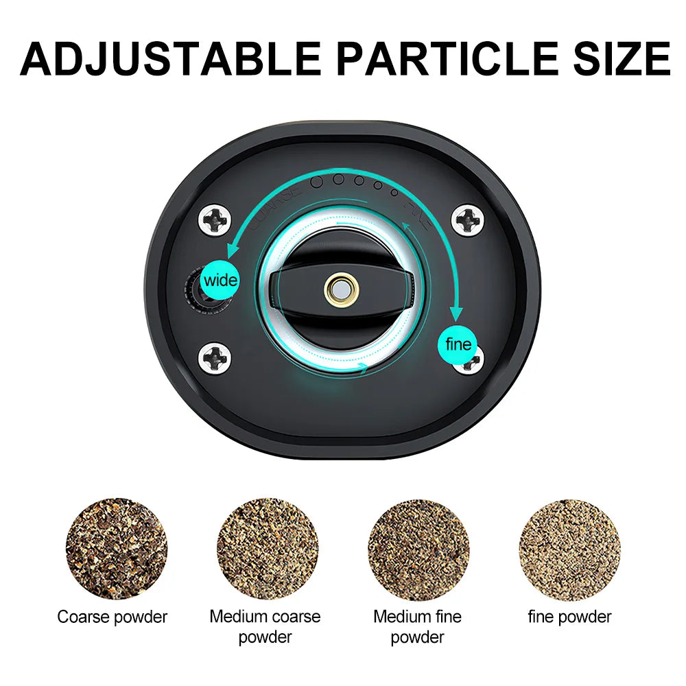 Elevate your cooking with the Manual Electric Salt & Pepper Grinder ceramic mechanism, large capacity, adjustable coarseness for precise seasoning. Battery-free design ensures reliable performance every time. Essential kitchen tool for chefs and home cook