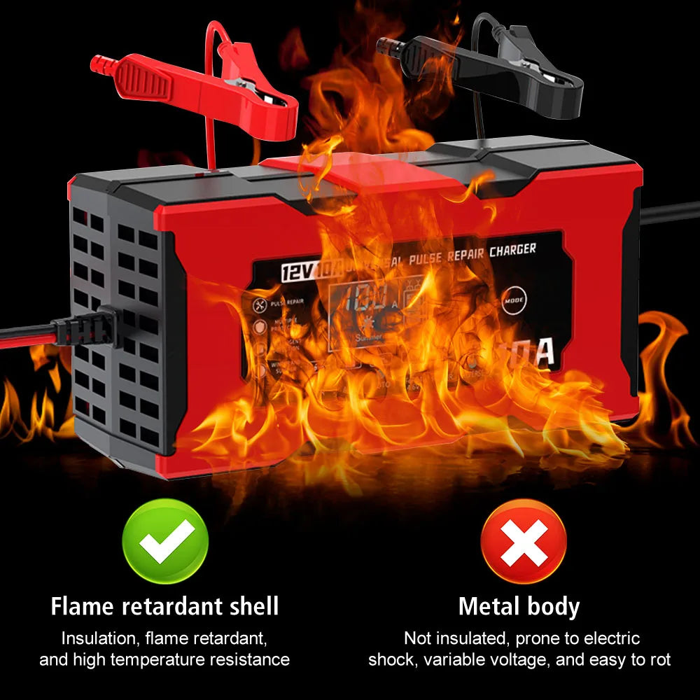 Revive Your Car Battery with 12V 10A Pulse Repair Charger!