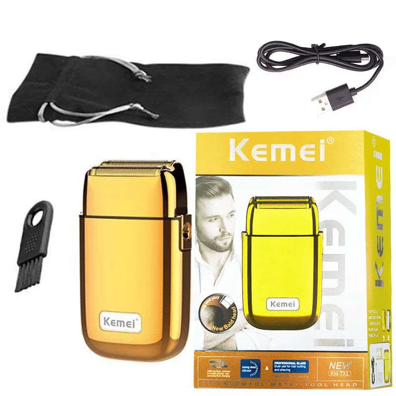 Score a flawless bald look instantly with the Original Kemei Rechargeable Pro Metal Shaver – electric head/beard razor with stainless steel blades for men. CE-certified precision from NovaZip grooming essentials.