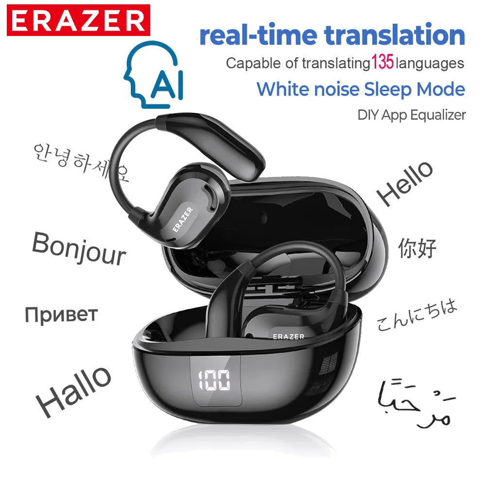 Revolutionize your listening with ERASER XT6 Pro Bluetooth Headset Earbuds – featuring AI translation, 13-hour wireless display battery, and advanced noise cancellation.