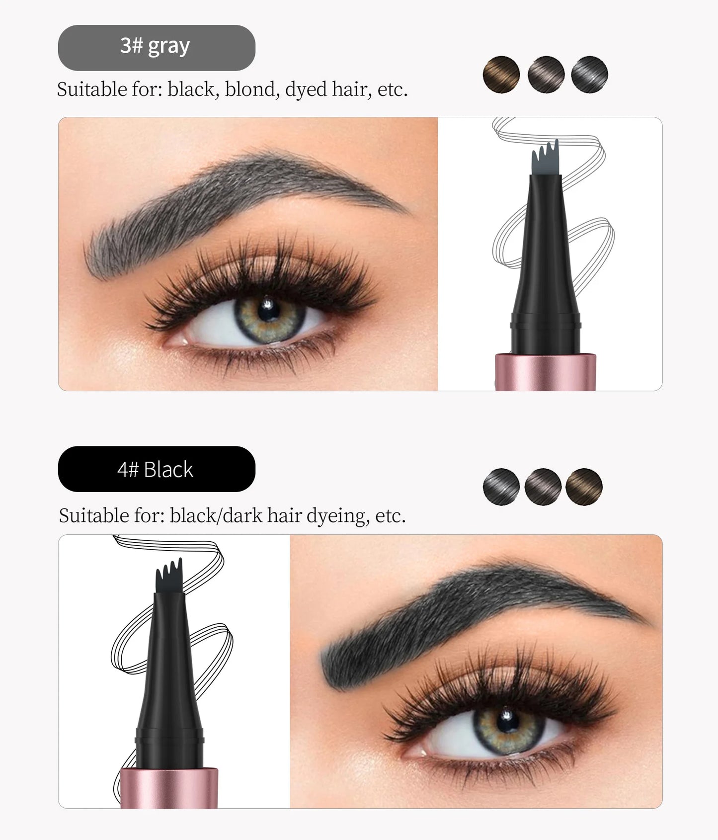 4-Tip Waterproof Eyebrow Pen – Natural Hair-Like Brows