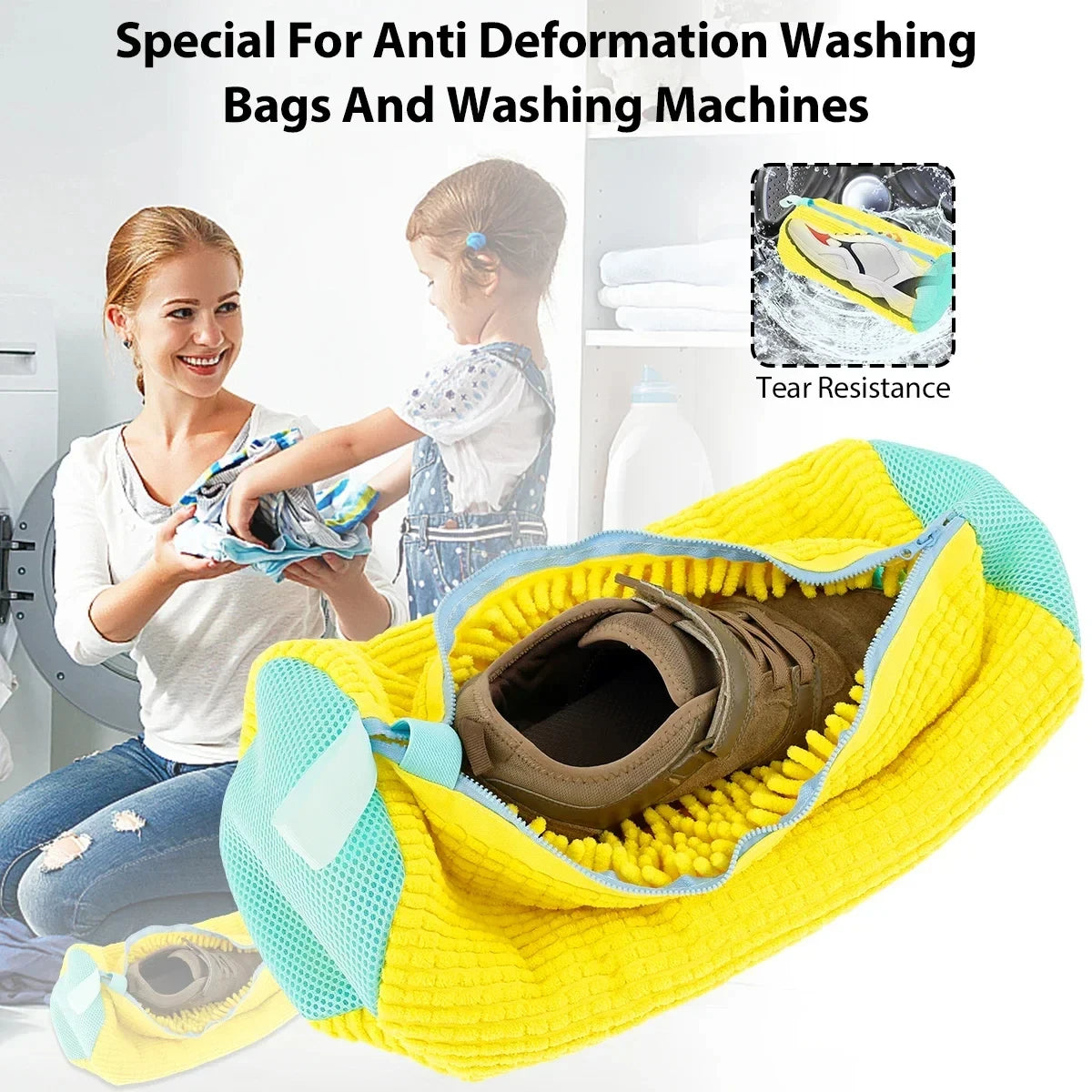Elevate shoe care with this luxurious Laundry Bag for Washing Machines. Zippered design with rich internal fluff safeguards sneakers and casual shoes during every cycle.