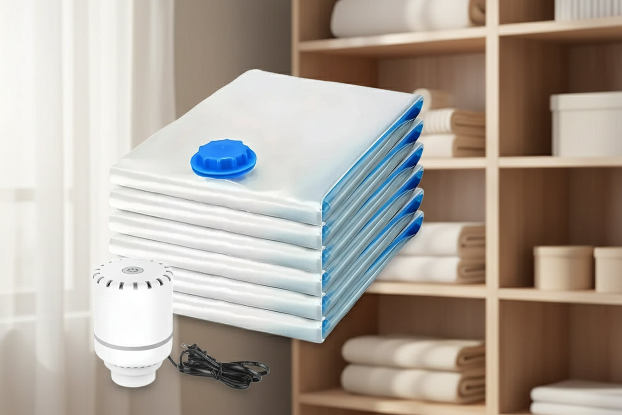 Master space alchemy with this Electric Mini Vacuum Sealer Pump Organizer. Handheld powerhouse compresses travel bags, clothes, and food savers, reclaiming 80% volume instantly.