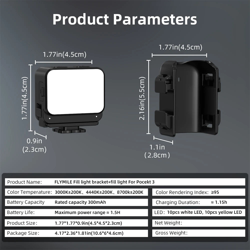 Perfect your vlogs and TikToks with the Alloyseed Magnetic Fill Light – rechargeable LED video light tailored for DJI Osmo Pocket 3, selfies, and studio setups.