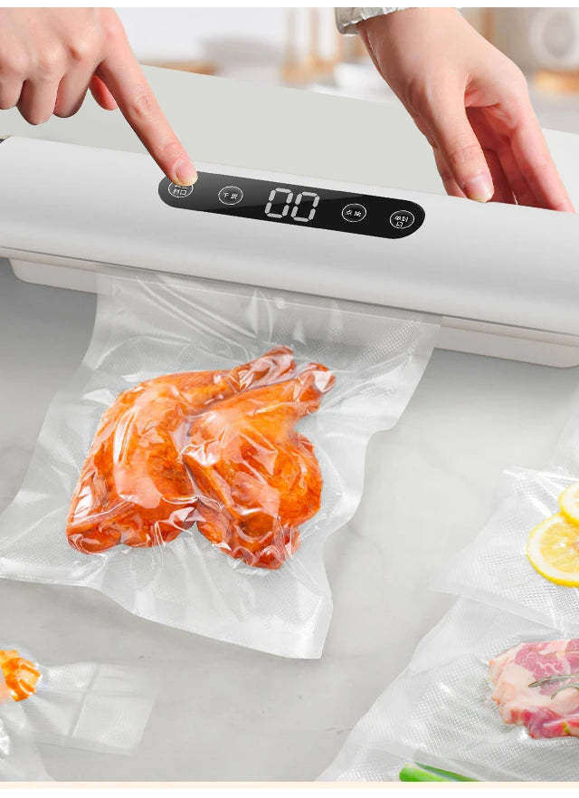 Preserve freshness like a pro with the New Vacuum Sealing Machine compact food sealer for kitchen products, meats, and plastic bags. This home appliance vacuums and seals instantly to lock in flavor and extend shelf life. Effortless storage for bulk buys.