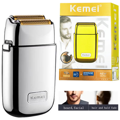 Score a flawless bald look instantly with the Original Kemei Rechargeable Pro Metal Shaver – electric head/beard razor with stainless steel blades for men. CE-certified precision from NovaZip grooming essentials.