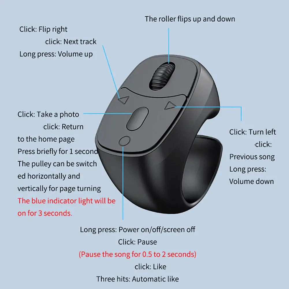 Master hands-free scrolling with the Mini Wireless Bluetooth Page Turner Finger Ring – effortless page turning for Kindle, TikTok, iPhone, Android, and more.