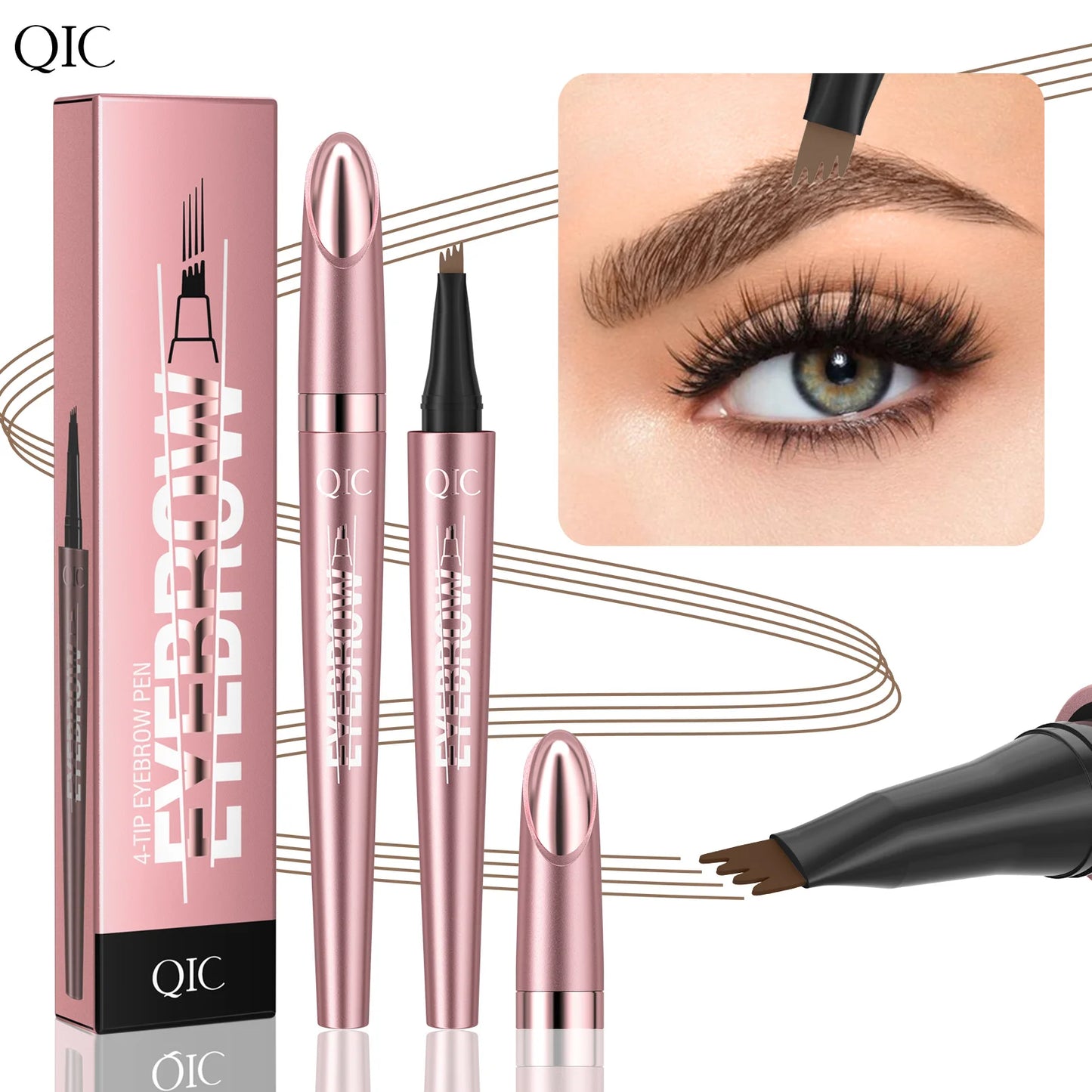 4-Tip Waterproof Eyebrow Pen – Natural Hair-Like Brows