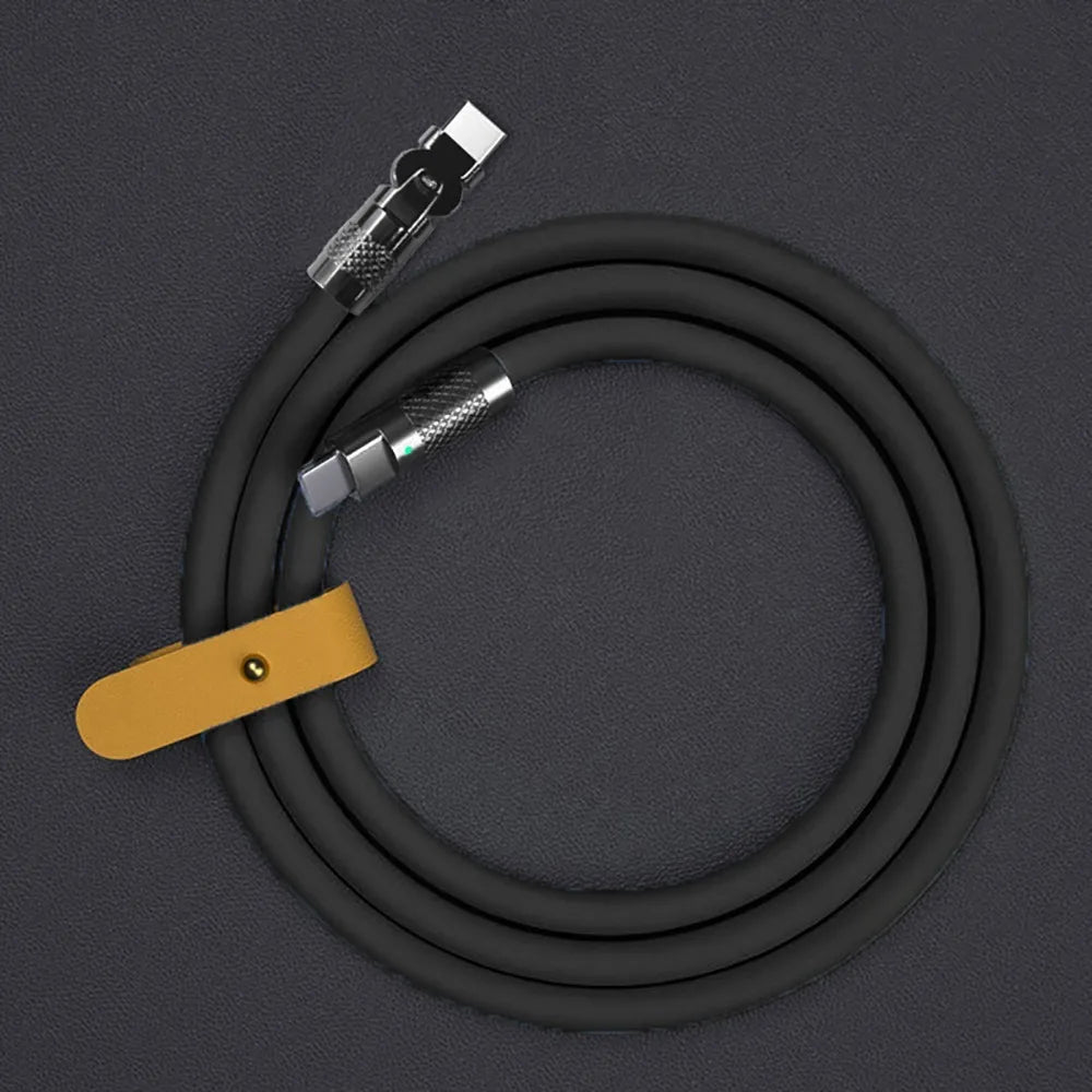 Charge smarter with the 1M/2M Silicone Rotating Type C Elbow USB-C to USB-C Super Fast GaN Cable – flexible, high-speed data transfer for durable connectivity.