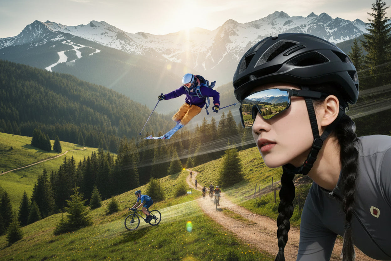 Gear up for the ultimate ride with New AI Intelligent Glasses – 800W cycling goggles featuring HD anti-shake camera, video recording, and UV protection.