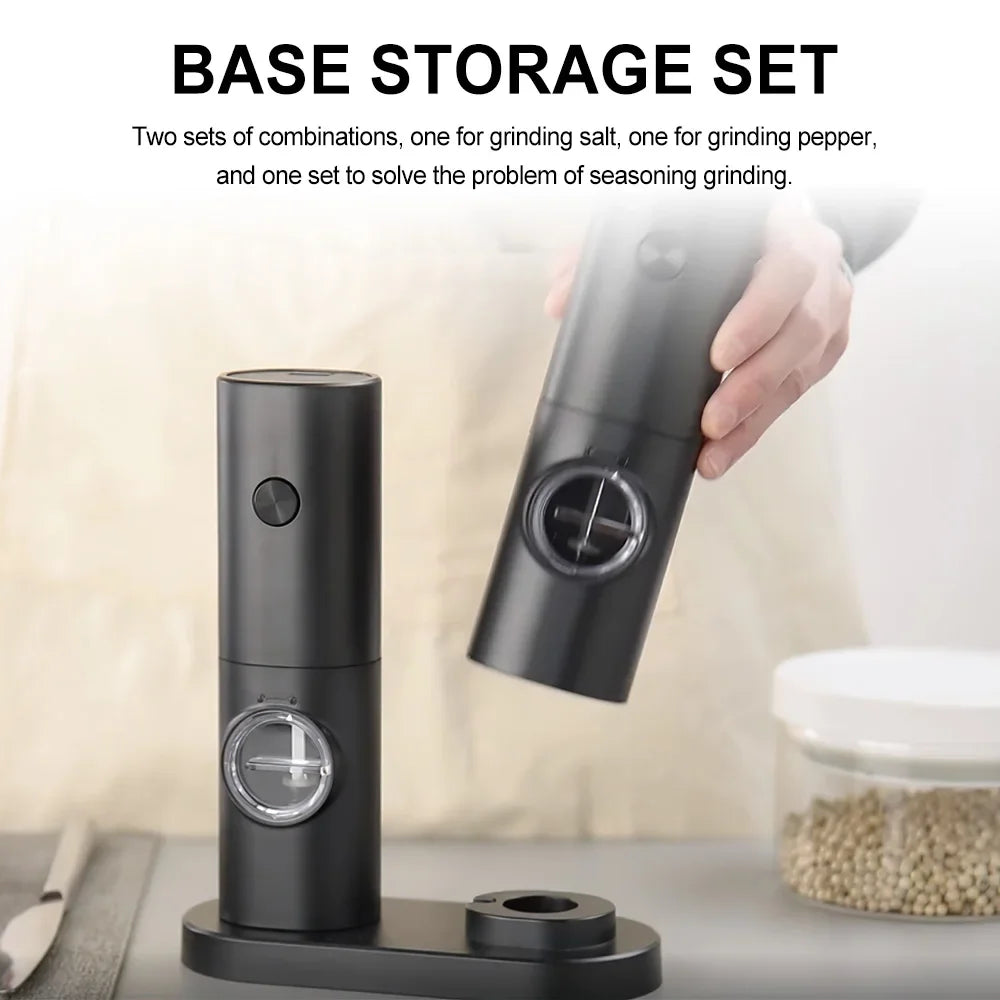 Elevate your cooking with the Manual Electric Salt & Pepper Grinder ceramic mechanism, large capacity, adjustable coarseness for precise seasoning. Battery-free design ensures reliable performance every time. Essential kitchen tool for chefs and home cook