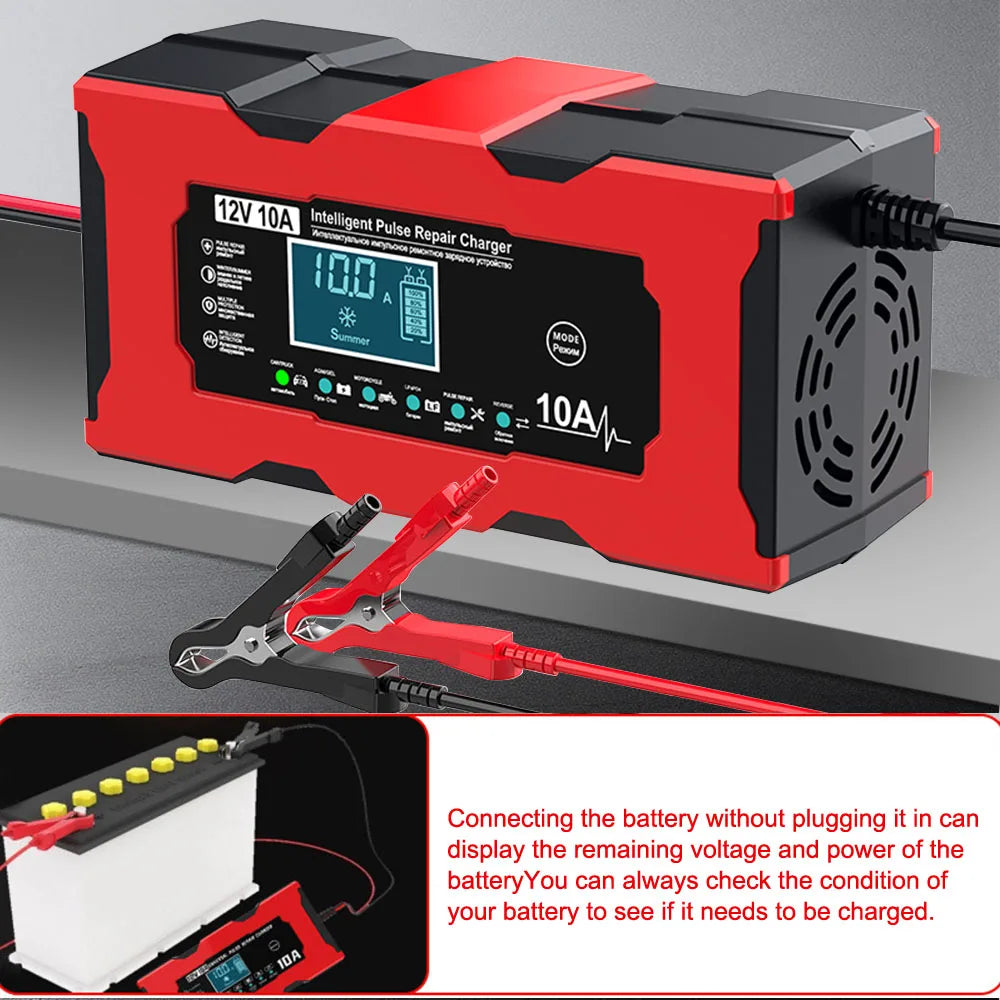 Revive Your Car Battery with 12V 10A Pulse Repair Charger!