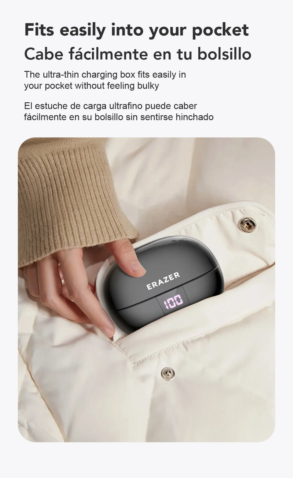 Revolutionize your listening with ERASER XT6 Pro Bluetooth Headset Earbuds – featuring AI translation, 13-hour wireless display battery, and advanced noise cancellation.