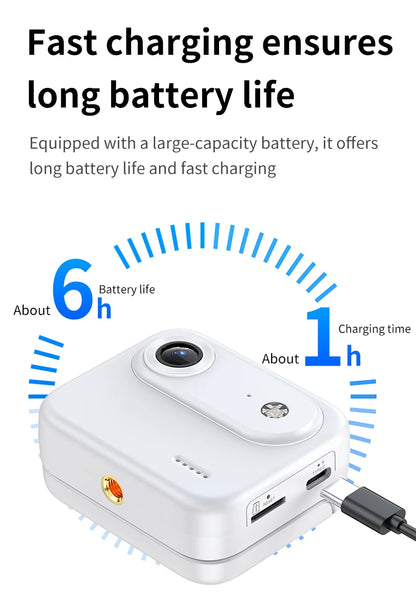 Capture epic adventures with the Mini Sports Camera 4K Ultra Vlog – flip clear screen, anti-shake tech, and 143° wide-angle lens for stunning student travel footage.