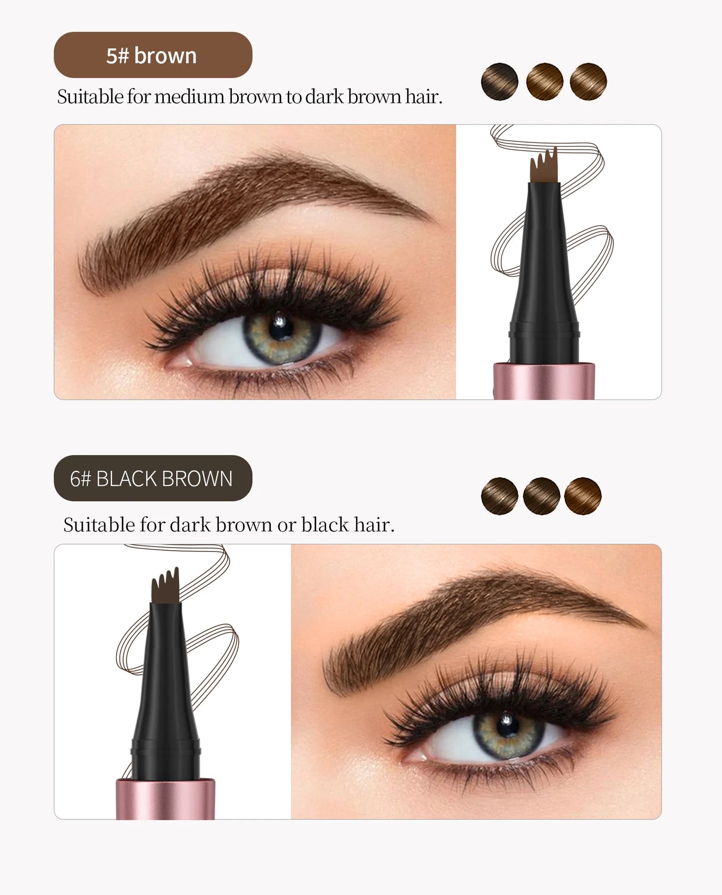4-Tip Waterproof Eyebrow Pen – Natural Hair-Like Brows