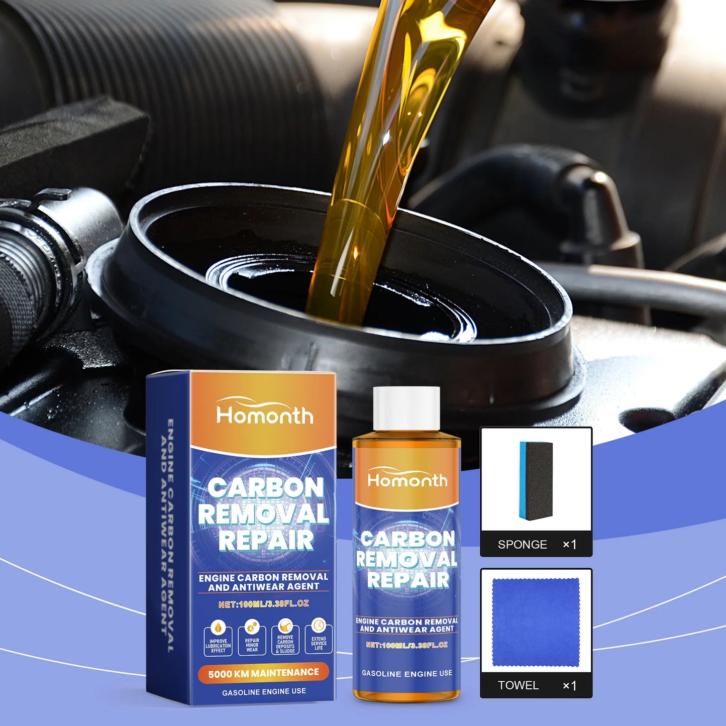 Restore Engine Power with Professional Carbon Anti-Wear Oil Additive!