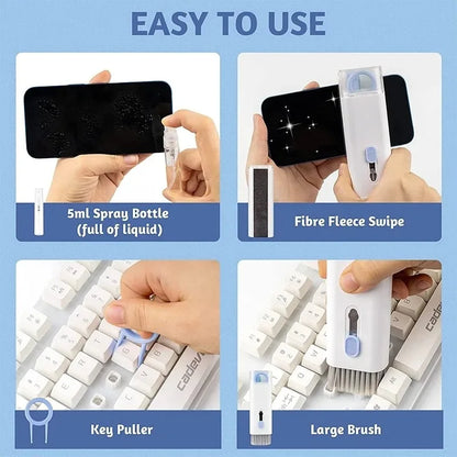 Keep your gear spotless with the 7-in-1 Computer Keyboard Cleaner Brush Kit – includes earphone tools, cleaning pen, keycap puller for effortless maintenance.