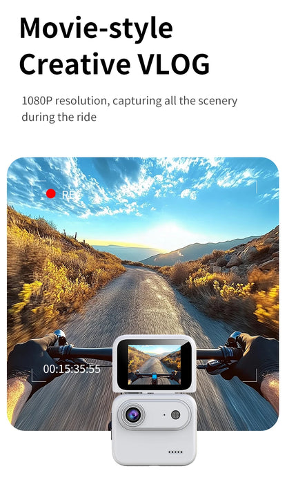 Capture epic adventures with the Mini Sports Camera 4K Ultra Vlog – flip clear screen, anti-shake tech, and 143° wide-angle lens for stunning student travel footage.