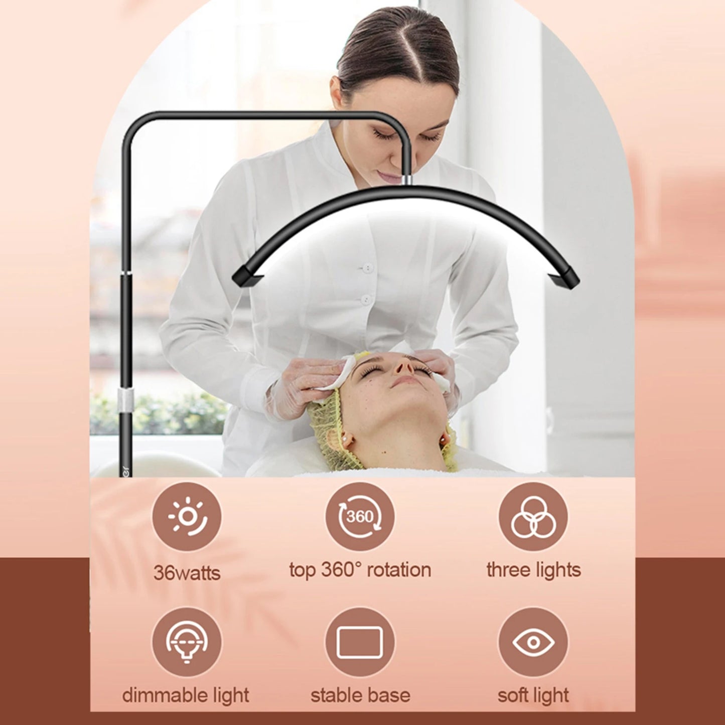 Achieve flawless lighting with the 20W Floor LED Video Light – half-moon shaped, bi-color 3000K-6000K dimmable fill light with adjustable metal holder for beauty and vlogs.