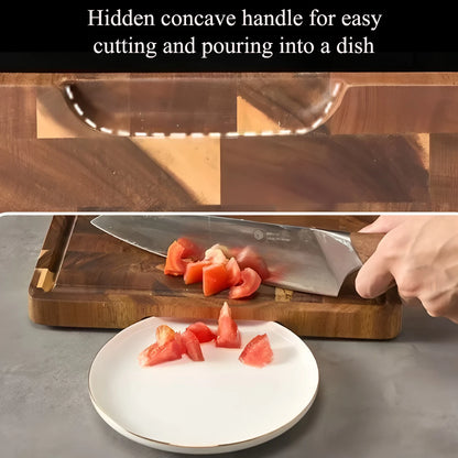 Elevate prep artistry with this high-quality Wooden Cutting Board. Sustainably sourced hardwood excels at chopping meat, fruits, vegetables, and herbs with non-chemical purity.
