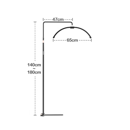 Achieve flawless lighting with the 20W Floor LED Video Light – half-moon shaped, bi-color 3000K-6000K dimmable fill light with adjustable metal holder for beauty and vlogs.