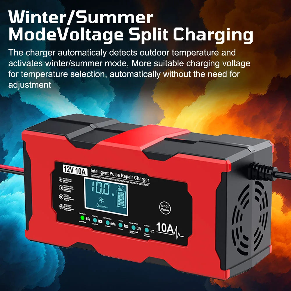 Revive Your Car Battery with 12V 10A Pulse Repair Charger!