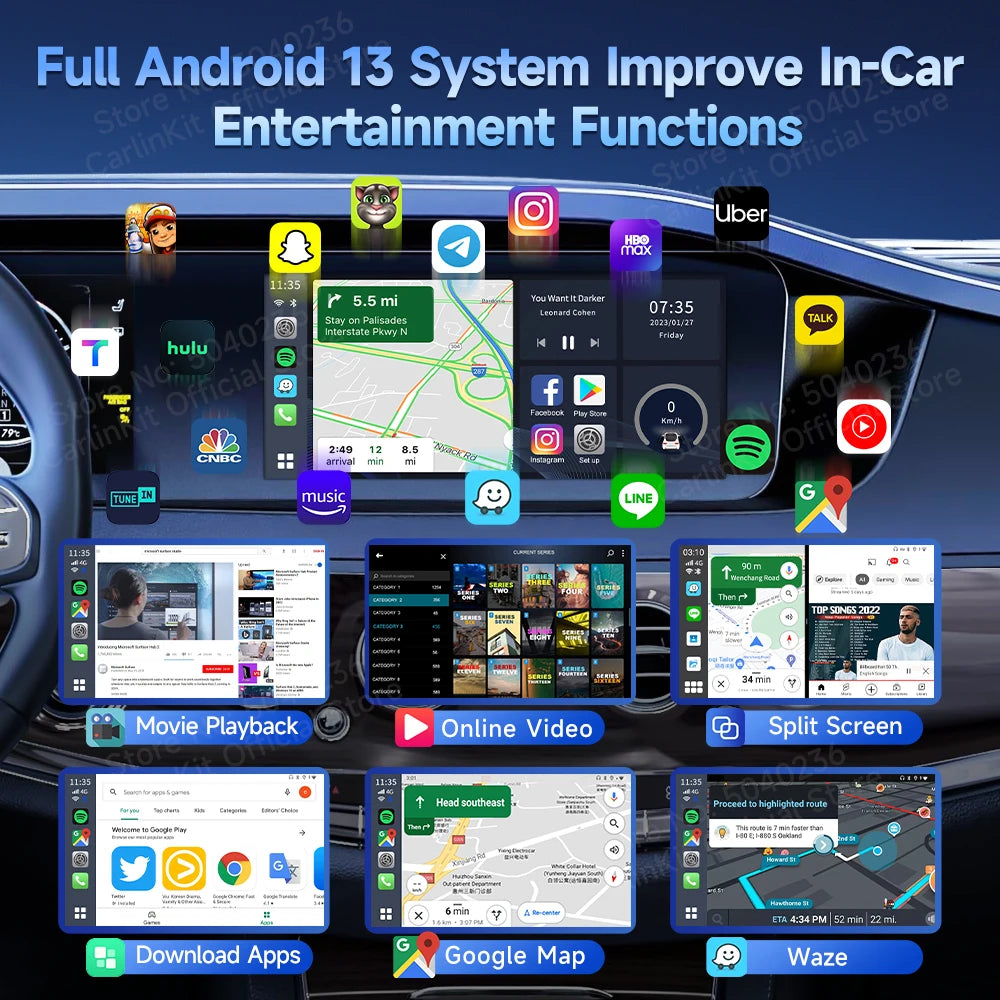 Revolutionize Your Car Infotainment with CarlinKit Android 13 Car TV Box!