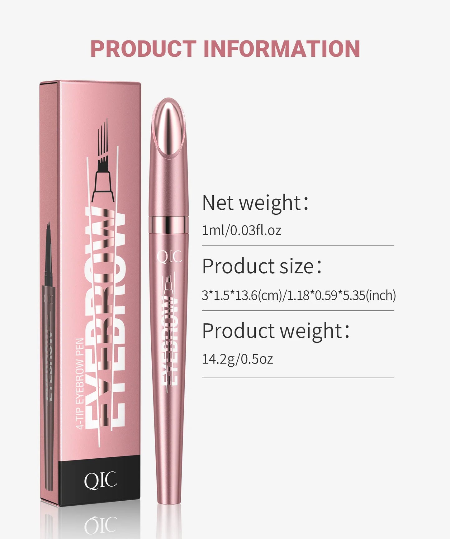 4-Tip Waterproof Eyebrow Pen – Natural Hair-Like Brows